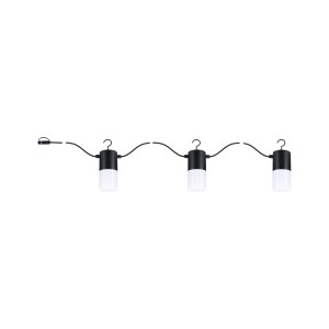 Paulmann Plug & Shine LED-Lichterkette Tubs, anthrazit, mit drei Lampen für den Außenbereich.