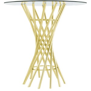Goldener Kayoom Beistelltisch Crush mit Glasplatte, Ø 60 cm.