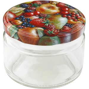 Fackelmann Einmachglas 230ml mit Beerendekor auf dem Deckel, ideal für die Küche.