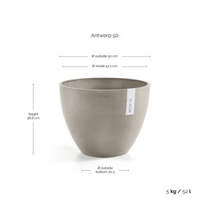 Ecopots Pflanztopf Antwerp Braungrau 50 cm