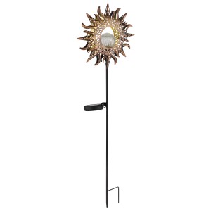 Globo LED Solarleuchte in Schwarz/Rost mit Glaskugel, 81,5 cm hoch. Dekorative Solar-Deko für den Garten.