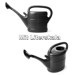 Anthrazitfarbene 10 Liter Gießkanne aus Kunststoff mit Brausekopf, Literskala für Garten & Pflanzen.