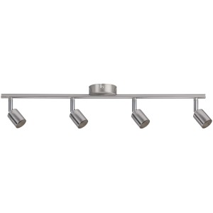 Nickel-Spotlight mit 4 Strahlern, GU10, 10W, aus Metall für die Wandmontage.