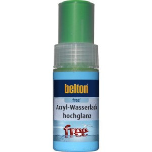 Belton Free AQUAcolours Lackstift RAL 6018 Gelbgrün hochglänzend, Detailansicht.