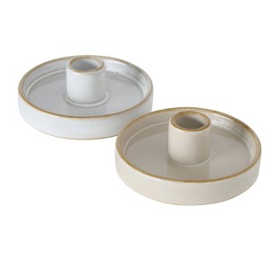 Boltze Home Kerzenleuchter Marima, Ø 10cm, in Weiß und Beige.