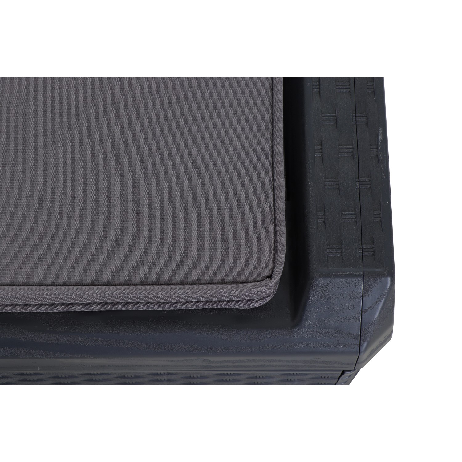 Detailansicht der anthrazitfarbenen Toomax Kissenbox Portonovo mit Sitzkissen.