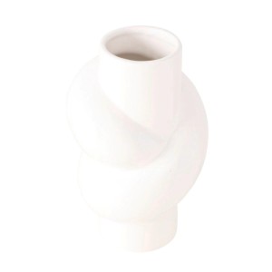 Weiße Boltze Dekovase Heya mit Knoten-Design aus glasiertem Steingut.