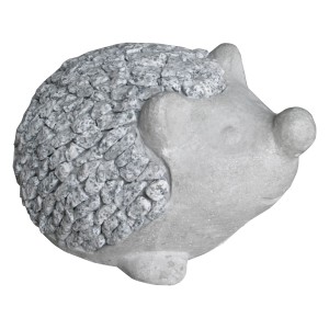 Sitzende Deko-Figur Igel, 15 cm, aus Zement mit Schiefer-Verzierung für die Gartendekoration.