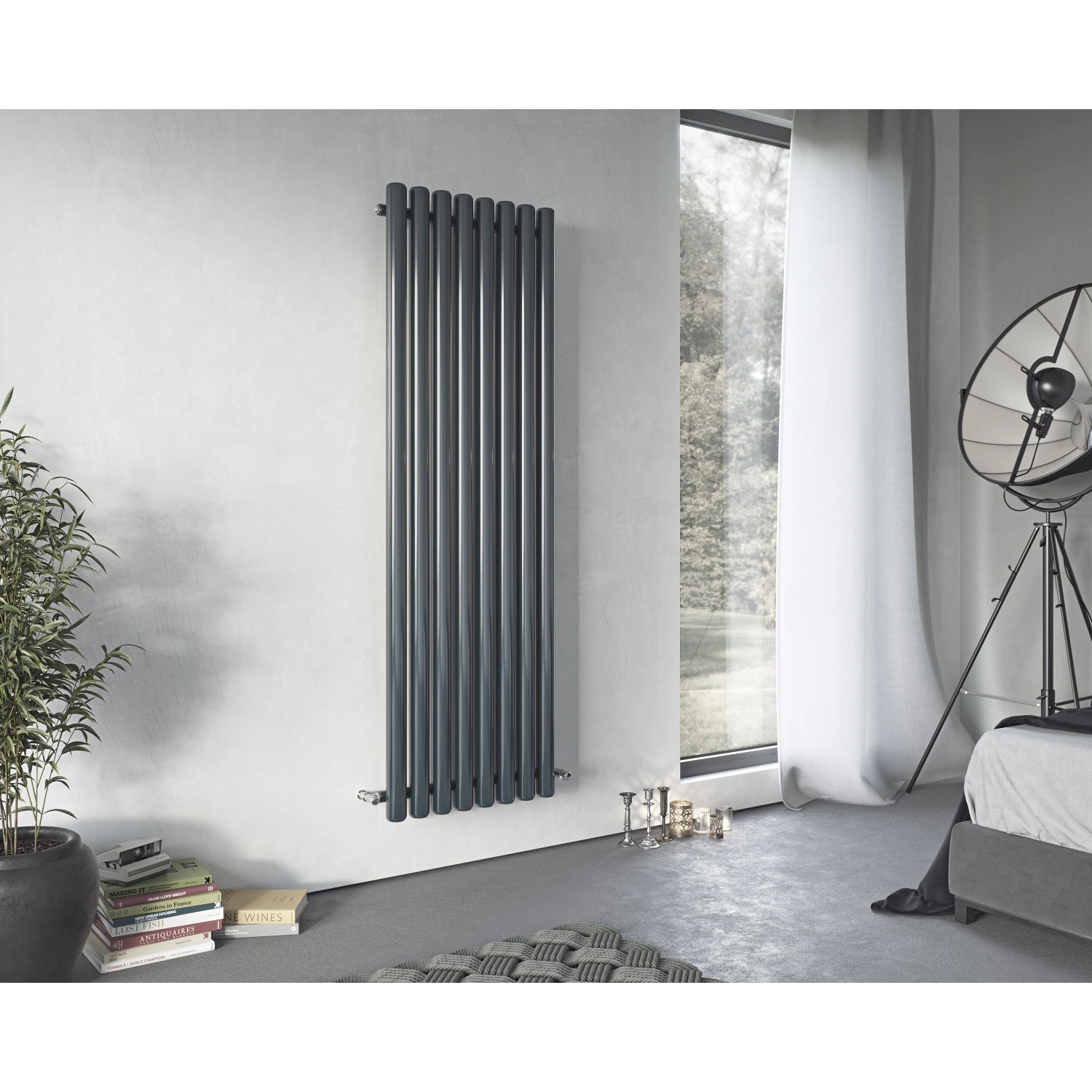 Ximax Raumheizkörper Erupto, 600x585 mm, Anthrazit, 631 Watt, im modernen Wohnraum.