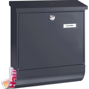 Burg Wächter Briefkasten-Set 86720 in Anthrazit mit Zeitungsfach und Schloss.
