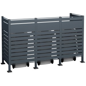 Westmann Mülltonnenverkleidung Planum für 3 Tonnen (je 240 l), Metall, Anthrazit.