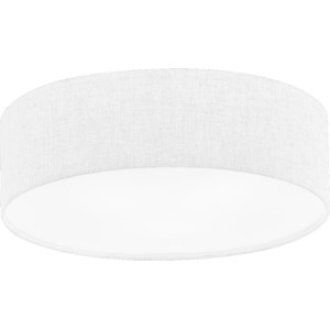 Weiße, runde Fischer & Honsel Deckenleuchte Maat mit Stoffschirm, 3-flammig.