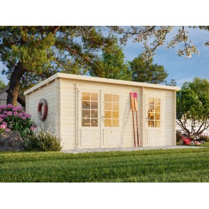 Palmako Ella Holz-Gartenhaus Natur Pultdach Unbehandelt 470 cm x 300 cm