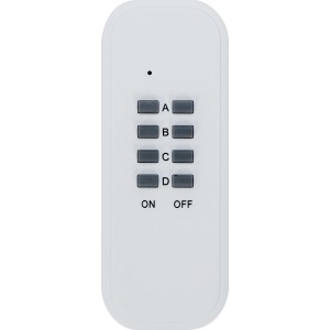 Fernbedienung für Funkschalter-Set zur Hausfunksteuerung mit Tasten A, B, C, D, On und Off.