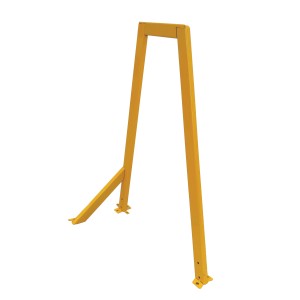 Gelber Minka Ausstiegsbügel aus Stahl für Dachbodentreppen.