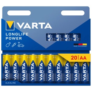 Varta Mignon AA LR06 Alkali-Mangan Batterien im 20er Pack. Gelb-blaue 1,5V AA Batterien für hohe Energieansprüche.