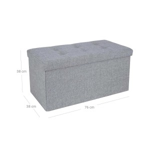 Graue Songmics Schuhbank mit Stauraum, gepolstert, 38x76x38 cm.