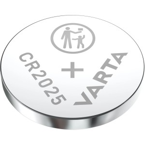 Varta CR2025 Knopfzelle, 2er-Pack. Silberne Batterie für Elektronikgeräte, lange Lagerfähigkeit.