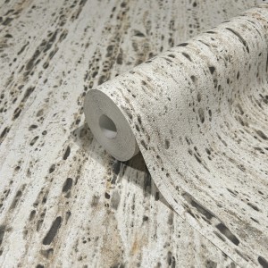 Beige Vliestapete in Travertin-Optik von Marburg, moderne Struktur für Wohnräume.