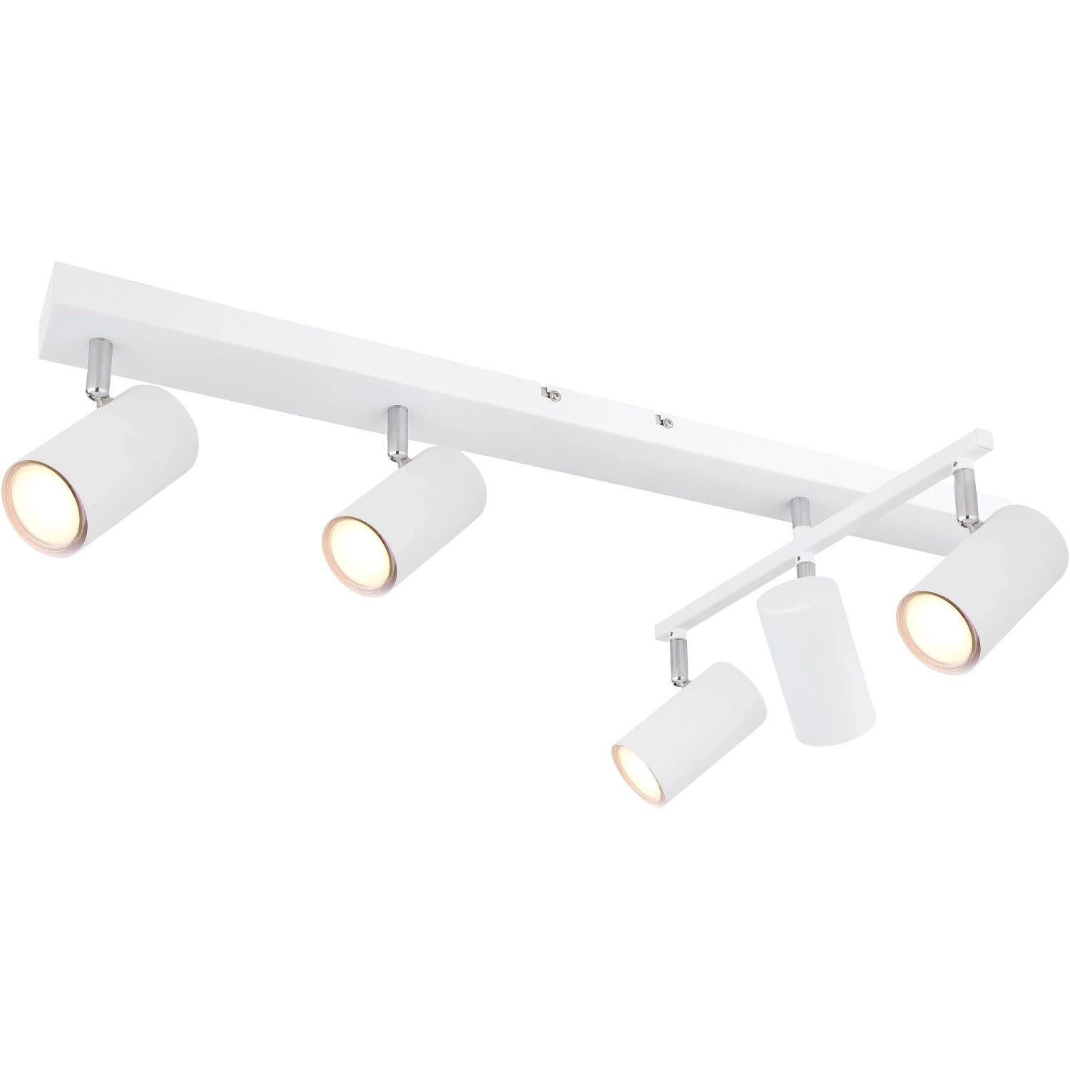 Weißer Globo Strahler Robby, 5-flammig, für GU10 Leuchtmittel, moderner Spot für Innenräume.