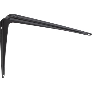Schwarze Stahlblech-Konsole, 15x12,5 cm, für Regale und Regalböden.