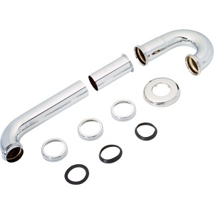 Verchromter Röhrensiphon (38,9 mm x 32 mm) für Waschbecken, bestehend aus Rohren, Dichtungen und Rosette.