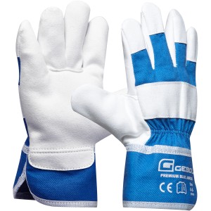 Gebol Premium Blue Junior Arbeitshandschuhe, Größe 4-6 Jahre, blau-weiß.