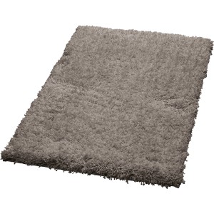 Grauer Badteppich (55x85 cm) aus Polyester, waschbar und trocknergeeignet.