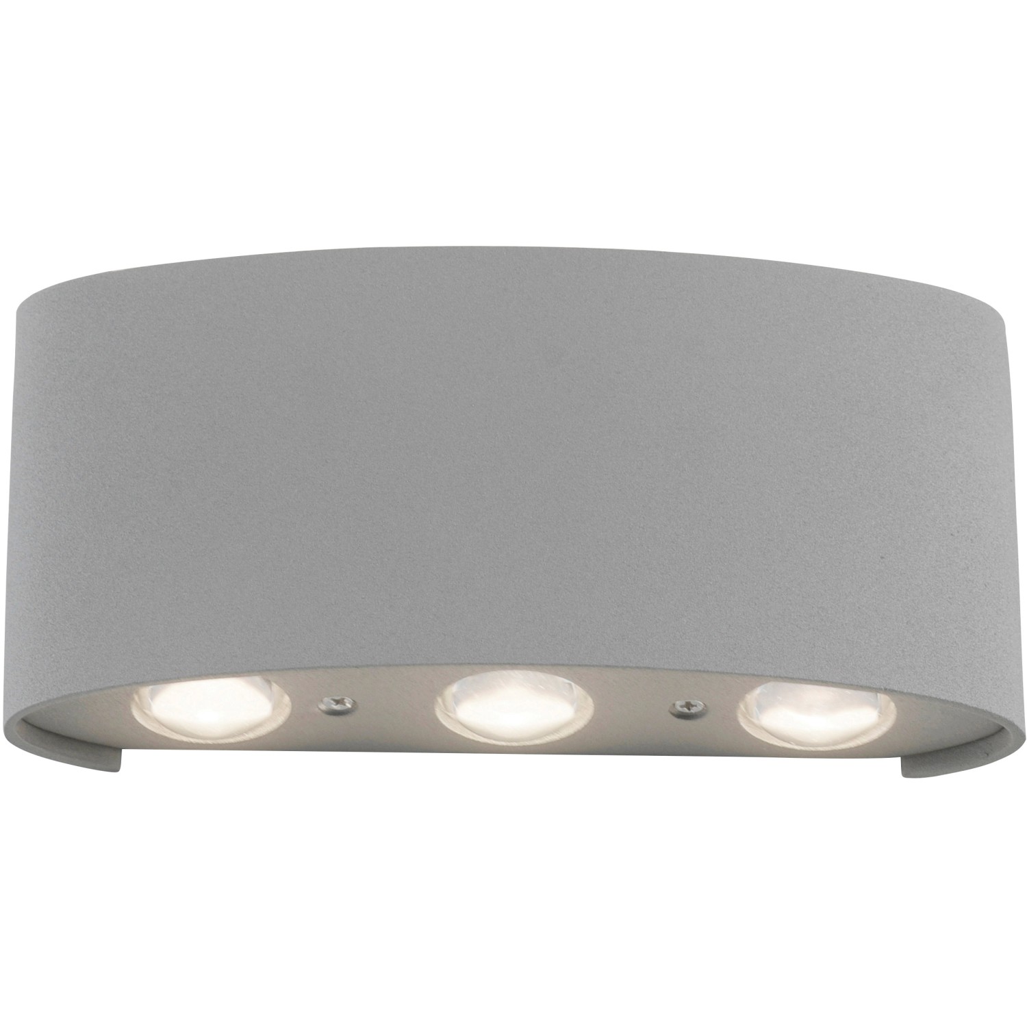 Moderne, silberne LED-Wandleuchte Carlo von Paul Neuhaus, 17x4 cm, für Innen- und Außenbereich.