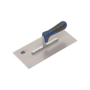 LUX Glättekelle Comfort, rostfrei, mit 4x4 mm Zahnung und ergonomischem Griff.