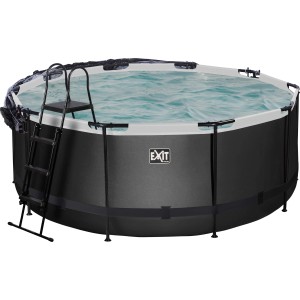 Exit Black Leather Pool, ø 360 cm, mit Leiter, Sandfilterpumpe und Abdeckung.