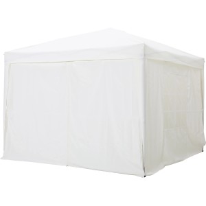 Faltbarer, cremeweißer Pavillon Papanoa (293x293 cm) mit Seitenteilen für Garten und Outdoor-Events.