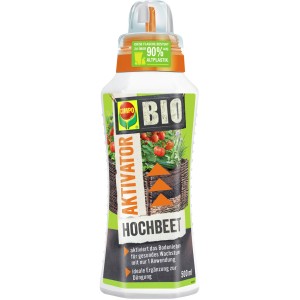 Compo BIO Hochbeetaktivator 500ml Flasche für aktives Bodenleben im Hochbeet.