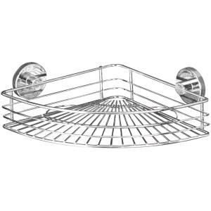 Wenko Eckablage Bari Chrom, Drahtkorb für die Badezimmer-Ecke mit Vacuum-Loc Befestigung.