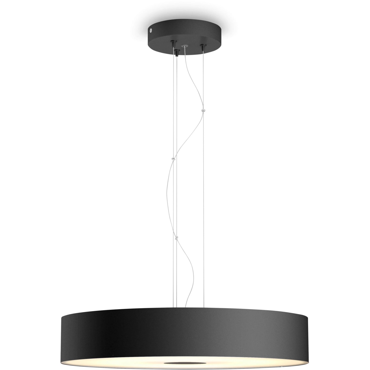 Schwarze Philips Hue White Ambiance Fair Pendelleuchte mit Dimmer, 2.750 lm.