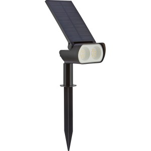 Schwarzer Solar-Spot Cosenza LED mit Erdspieß für den Garten, ca. 35 cm hoch.