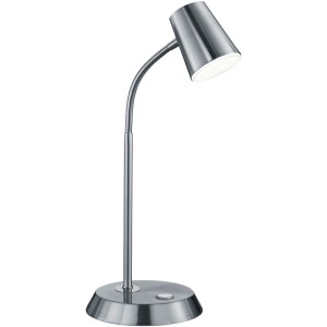 Nickel-matte LED Tischleuchte Narcos mit flexiblem Arm, ideal als Schreibtischlampe.