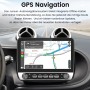 Junsun 10 Zoll Autoradio mit GPS Navigation auf Touchscreen im Armaturenbrett. Zeigt Routenführung und Bedienelemente.