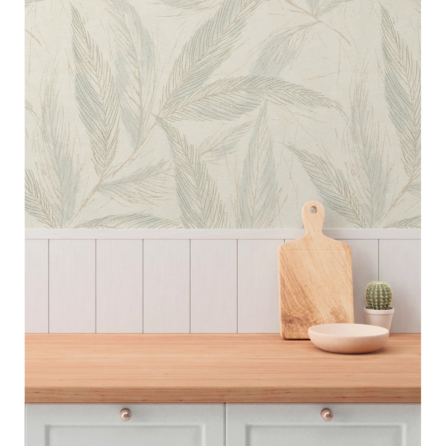 AS Creation Vliestapete mit Blättermuster in Weiß und Blau für eine stilvolle Wandgestaltung.