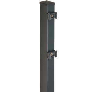 Anthrazit Vierkant-Zaunpfosten (6x4x240cm) mit Halterungen für Doppelstabmatten.