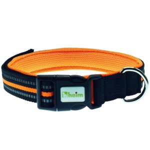 Orangefarbenes Heim Hundehalsband Signal, reflektierend, Größe M, mit Klickverschluss.