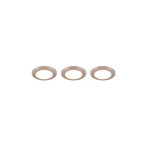 3er Set Trio LED Einbauleuchten Argus, chromfarbene Einbaustrahler mit warmweißem Licht.