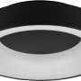 Schwarze, runde Trio LED Deckenleuchte Girona mit Ring aus weißem Licht.