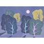 Komar Vliestapete Purple Nights: Violette Fototapete mit Baum-Motiv und Mond.