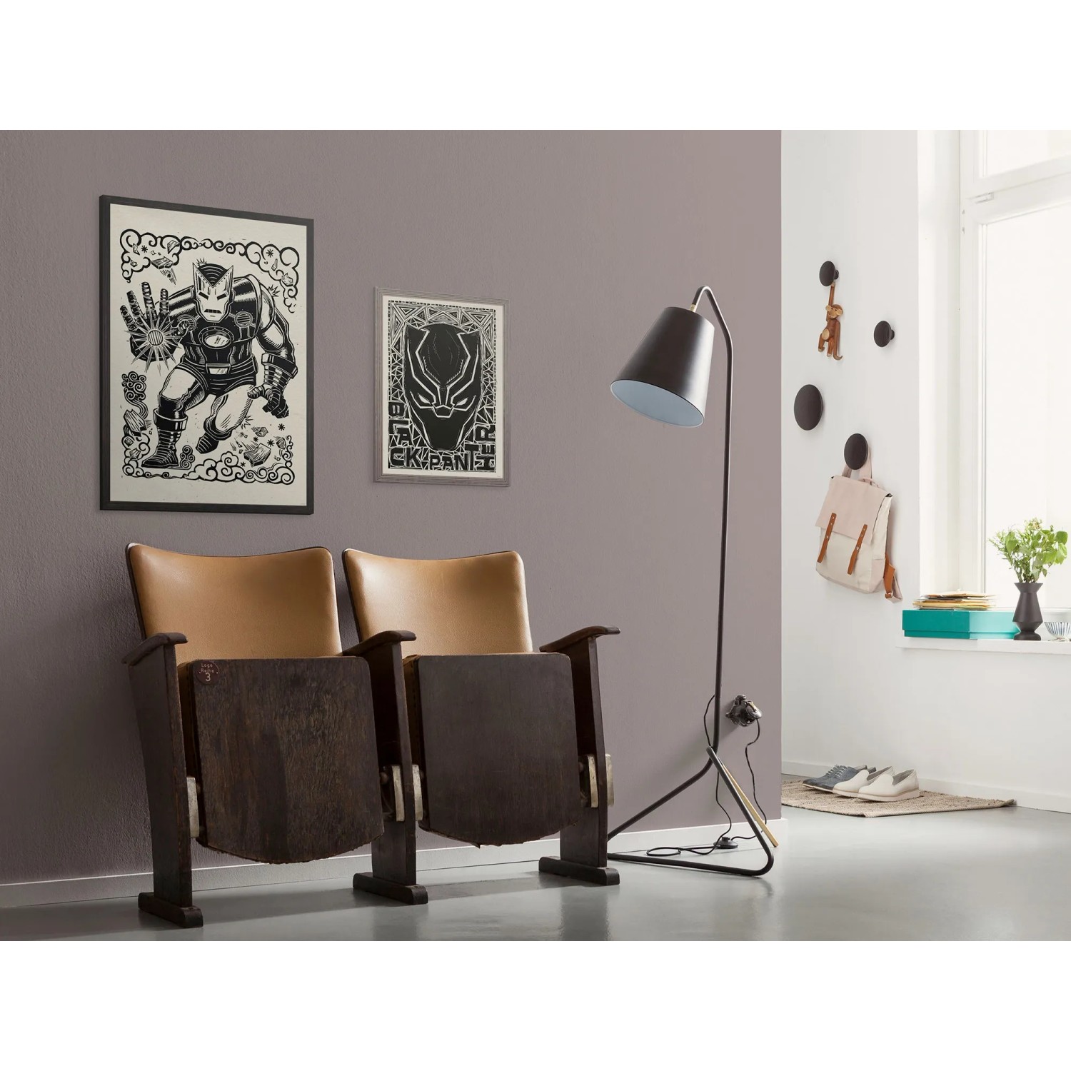 Komar Wandbild Marvel Iron Man Lino-Cut 50 cm x 70 cm Schwarz-Weiß_2