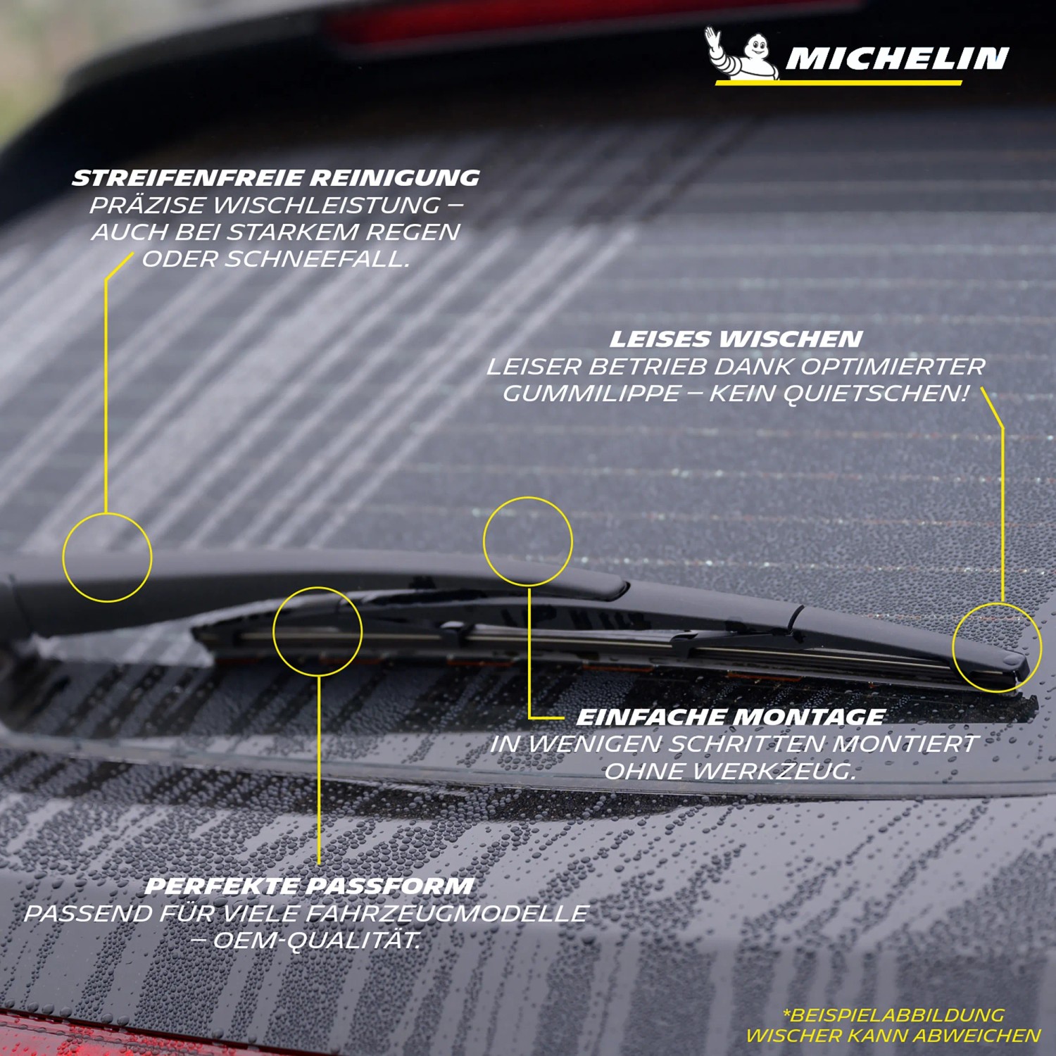 Michelin Heckwischer Flat Blade 335 mm für klare Sicht bei jedem Wetter.