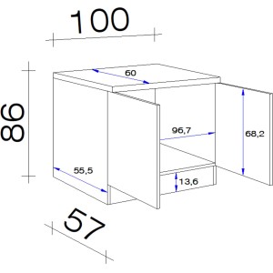 Technische Zeichnung: Flex-Well Spülenunterschrank Valero, 100 cm breit, Maße und Details.
