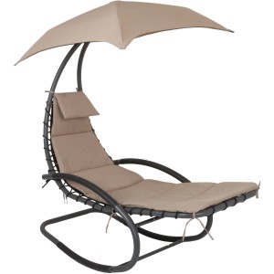 Graue Schaukelliege Keros mit Sonnendach für entspannte Stunden im Garten oder auf der Terrasse.