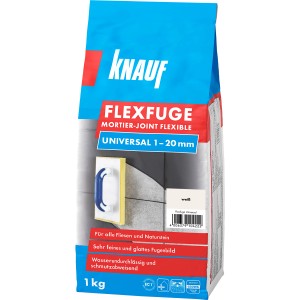 Knauf Flexfuge Universal Weiß 1 kg, Fugenmörtel für Fliesen und Naturstein, ideal für innen und außen.