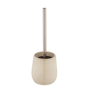 Beige WC-Garnitur Sirmione aus Keramik mit Kupferdetails, WC-Bürste inklusive.